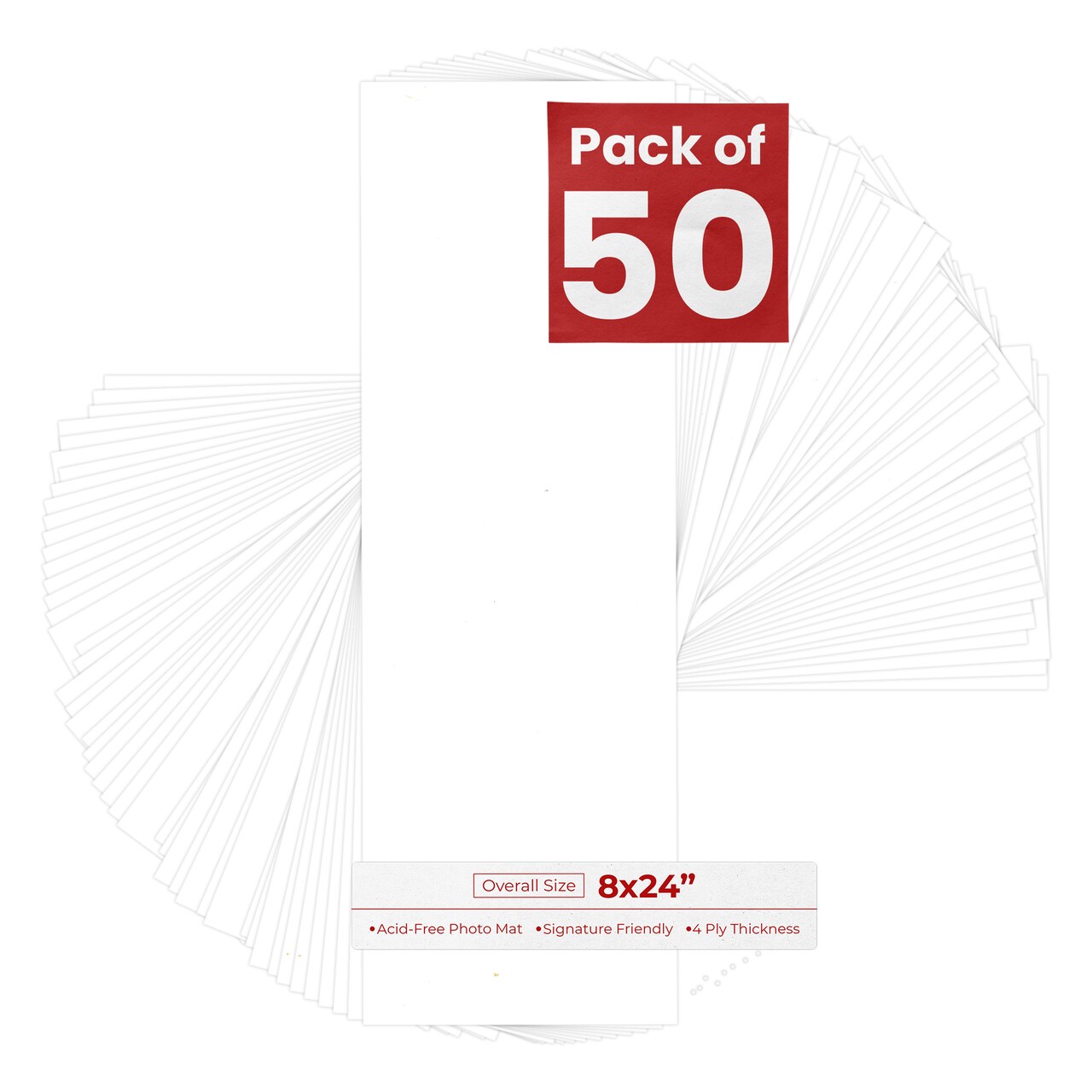 Textured White 8x24 Uncut Mat Board - Blank Sheets, No Opening